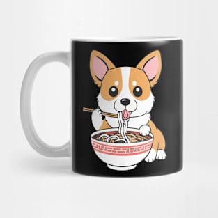 Cute Anime Corgi Dog Eating Ramen Noodles Mug